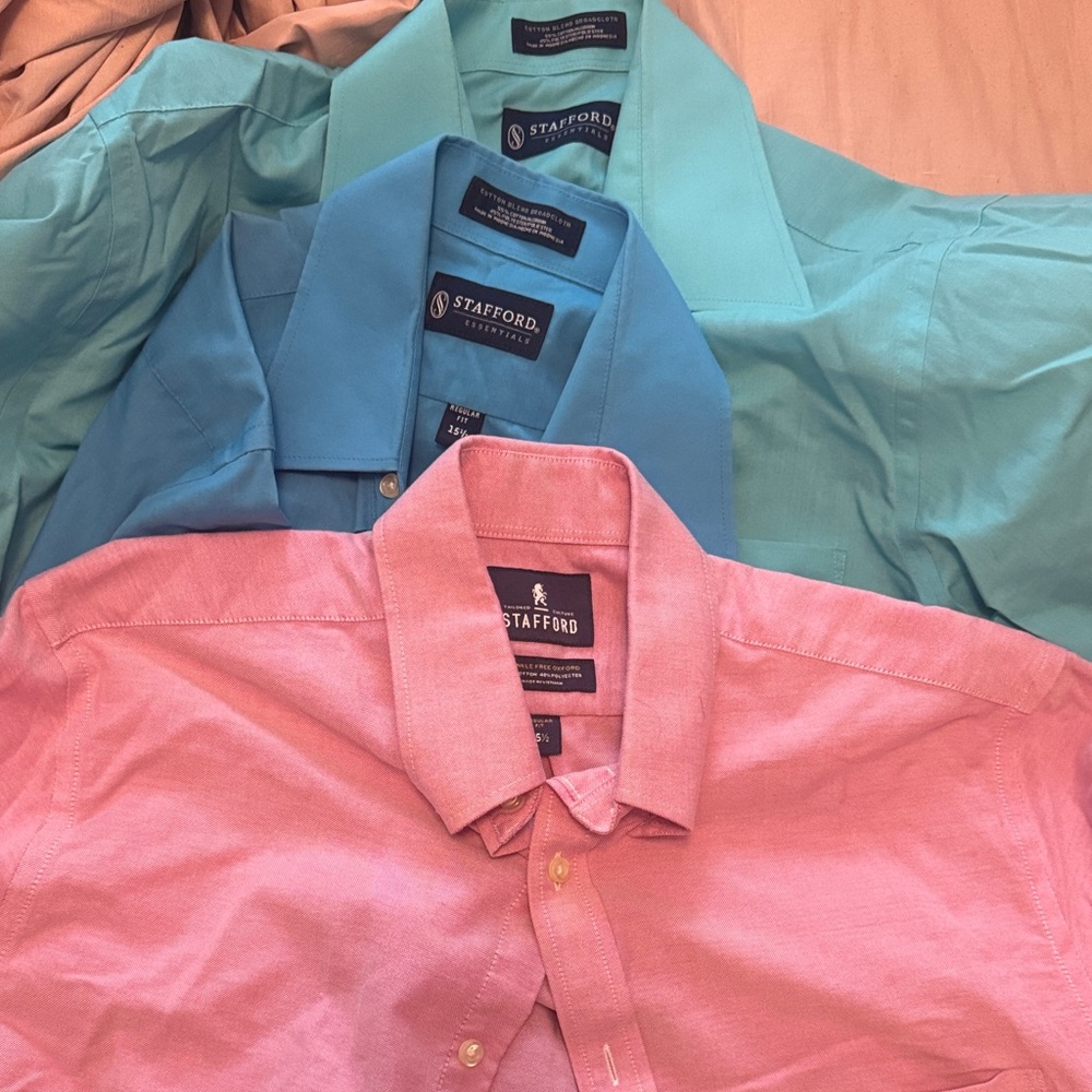 Stafford Men's Dress Shirt Set - Pink, Blue, and Teal